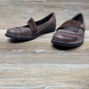 Clarks Nikki Audition Brown Leather Mary Jane Style Flats Women's Size 9